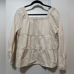 Old Navy Square-Neck Long Sleeve Cream Women's Top